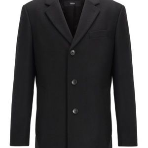 Hugo Boss Formal Black Coat In Wool and Cashmere